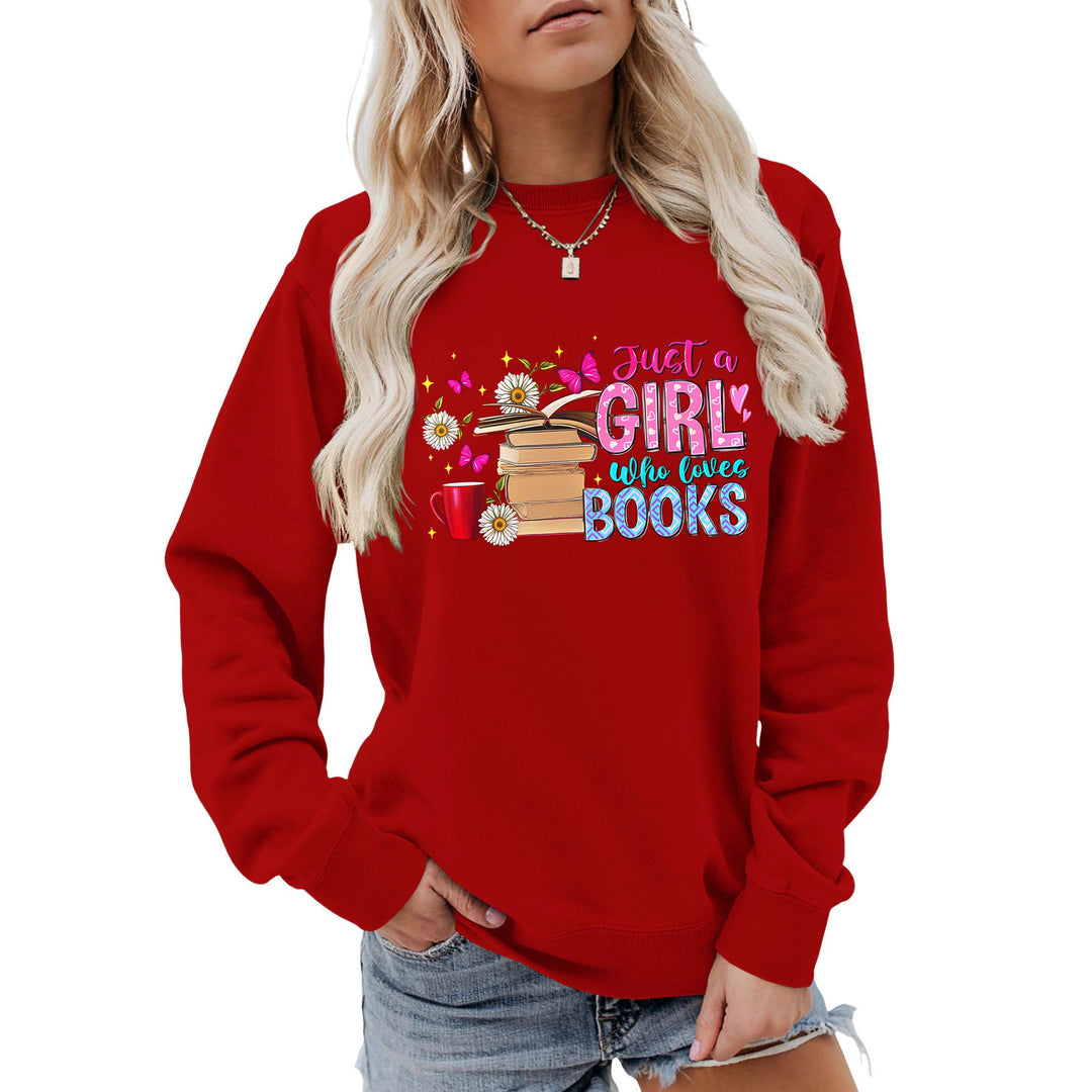 Dame sweatshirt med iøynefallende bokmotiv og ledig passform Skjora