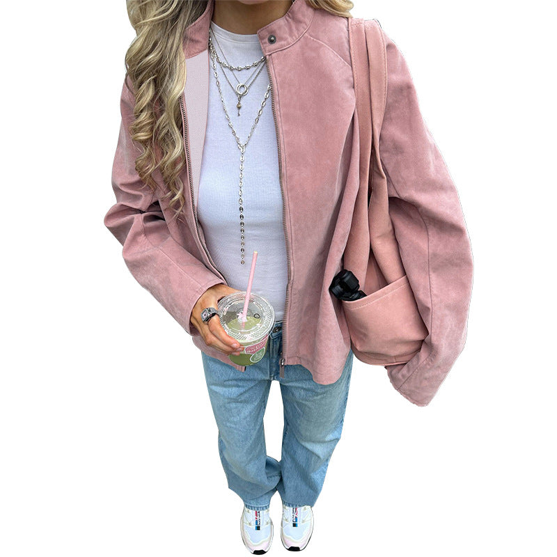 Kvinne casual jakke med høy krage og oversized passform Skjora