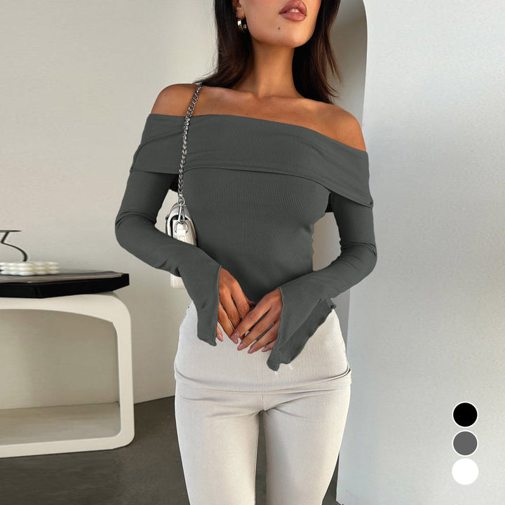 Dame Off-Shoulder skjorte med elegante trompeterm