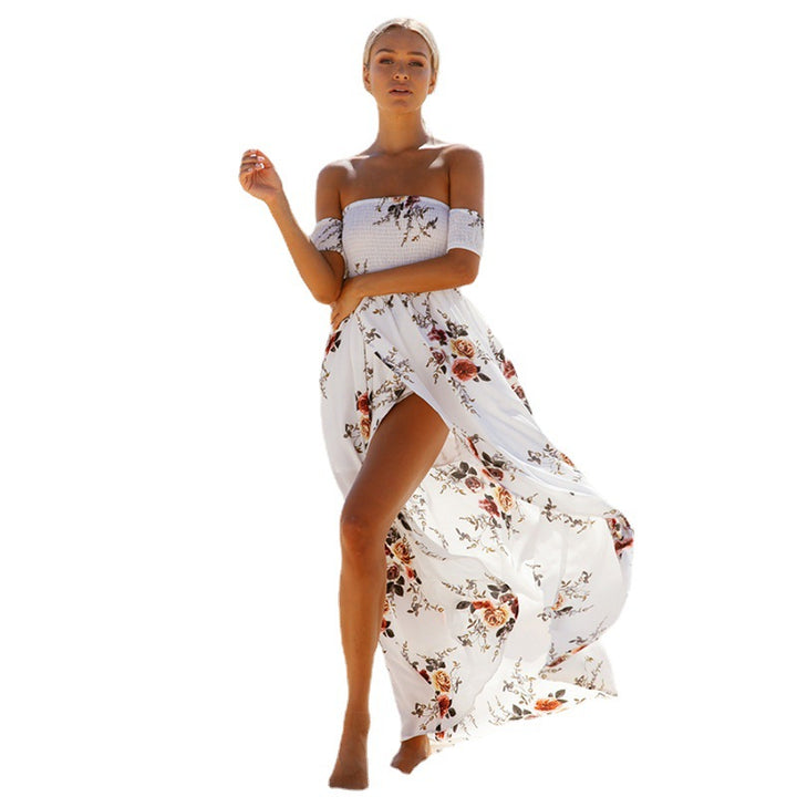 Dame Off-Shoulder Strandkjole med blomstermønster og flytende snitt Skjora