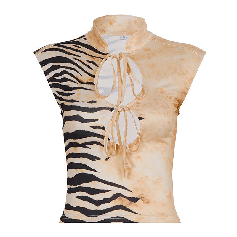 Dame Figurtilpasset Korteermet Overdel med Halterneck og asymmetrisk Design Bluse