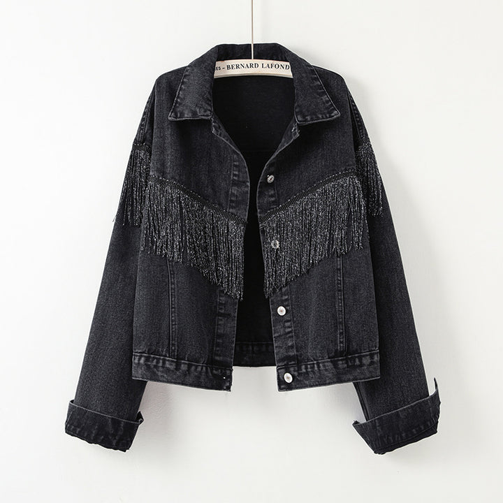 Jeanjakke for kvinner med frayed design Skjora