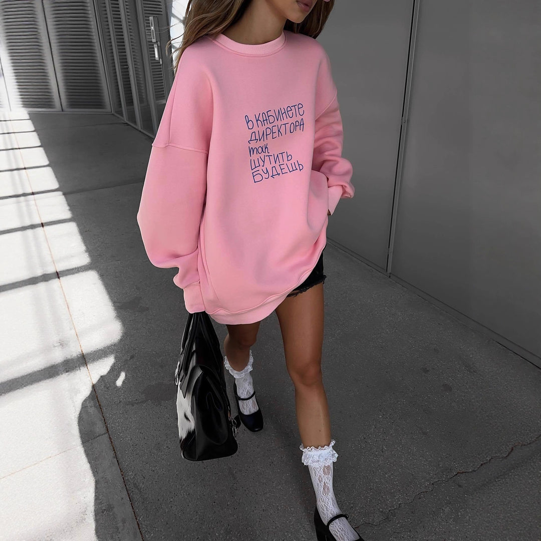 Kvinne Oversized Sweatshirt med Kreativ Skriving Skjora