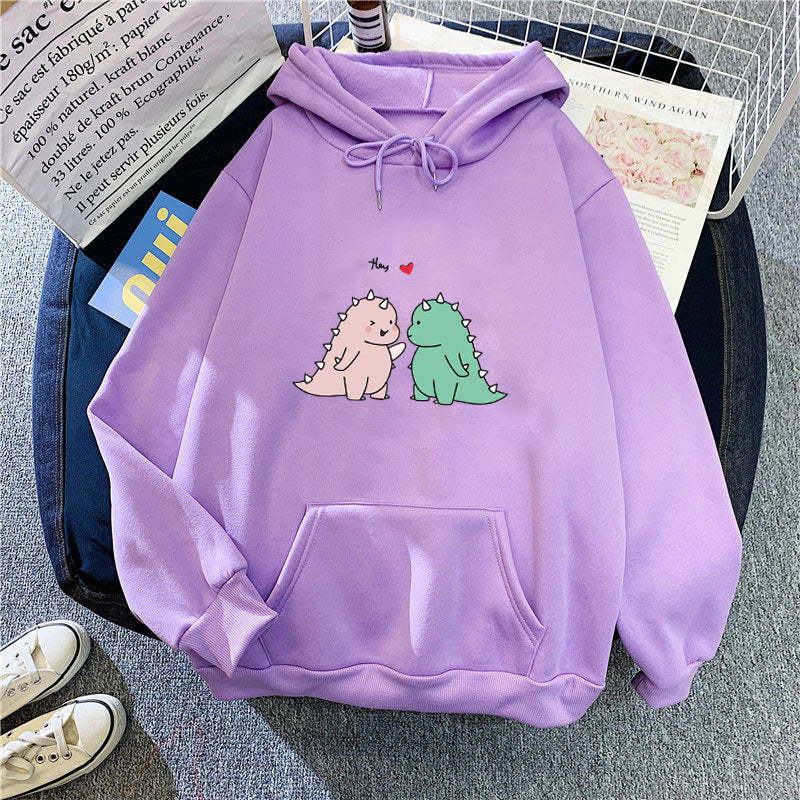 Damen Kapuzenpullover mit verspieltem Dinosaurier-Motiv Skjora
