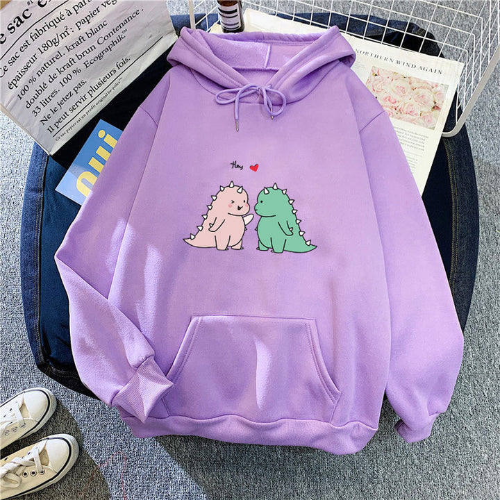 Damen Kapuzenpullover mit verspieltem Dinosaurier-Motiv Skjora