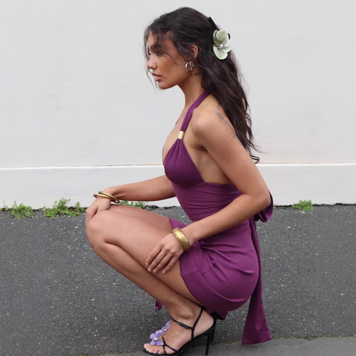 Dame-set bestående av crop-top og asymmetrisk skjørt med volanger-Skjora