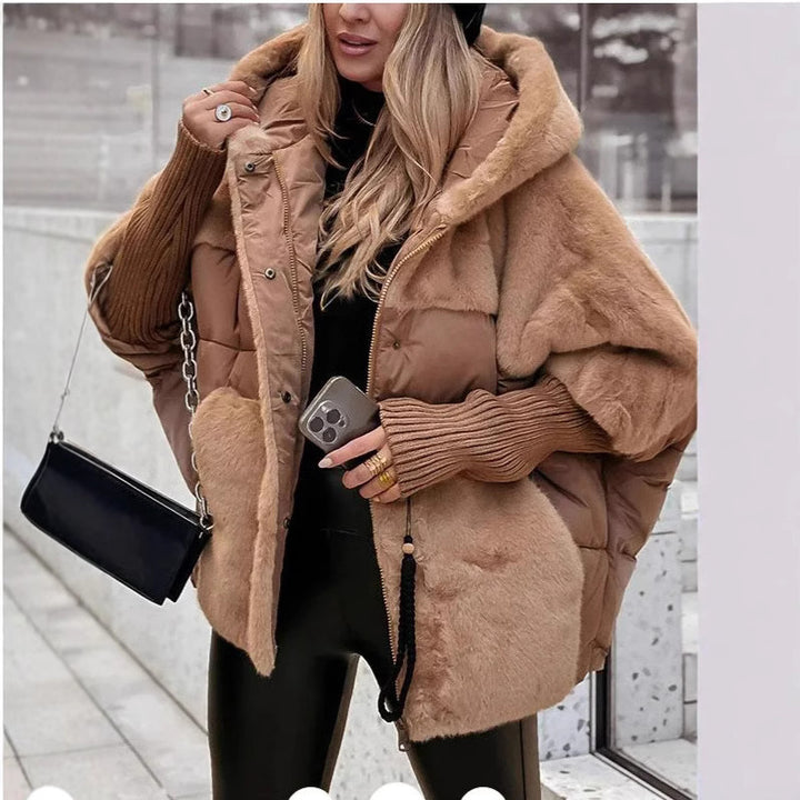 Dame Fashion Kviltet Jakke med Luksuriøs Pelskant Skjora
