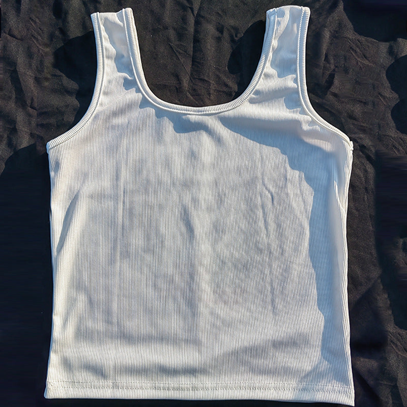 Dame ermeløs tanktop med USA-design og stripete bakstykke Skjora