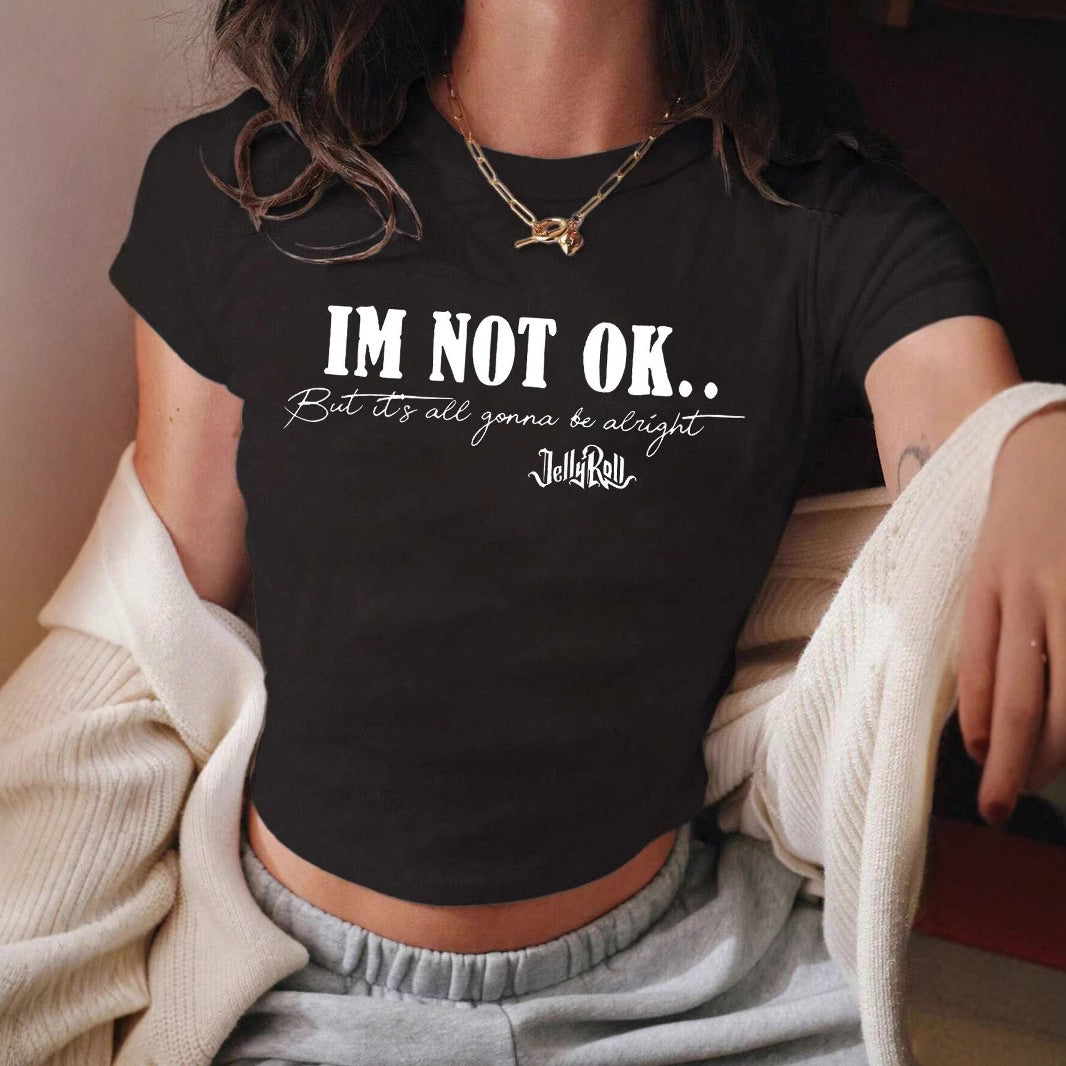 Damer Crop-Shirt med inspirerende tekst Skjora