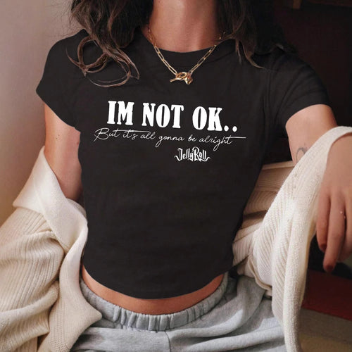 Damer Crop-Shirt med inspirerende tekst Skjora