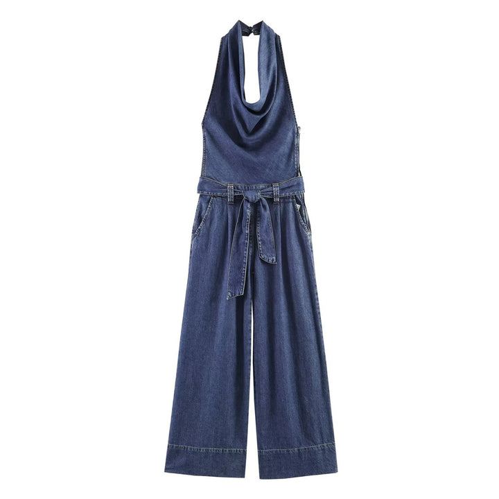 Dame jumpsuit med halvhals og bred ben Skjora