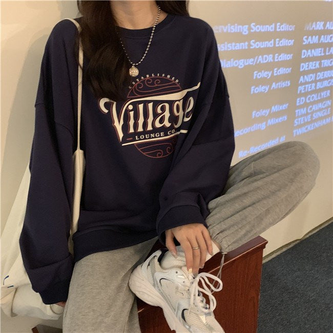 Dame casual oversized genser med kreativt trykk og komfortable, pustende materialer