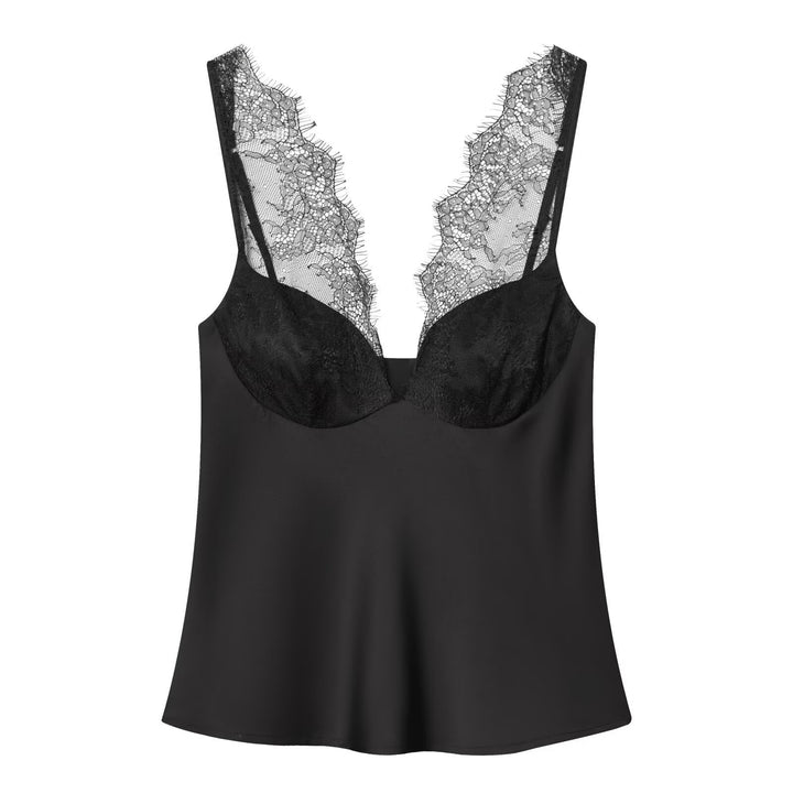 Dame elegant camisoletopp med spissbesetning og høykvalitets stoff Skjora