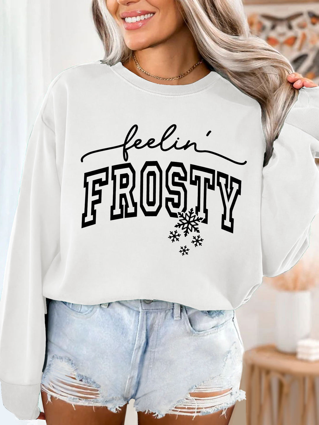 Dame sweatshirt med grafisk trykk Skjora