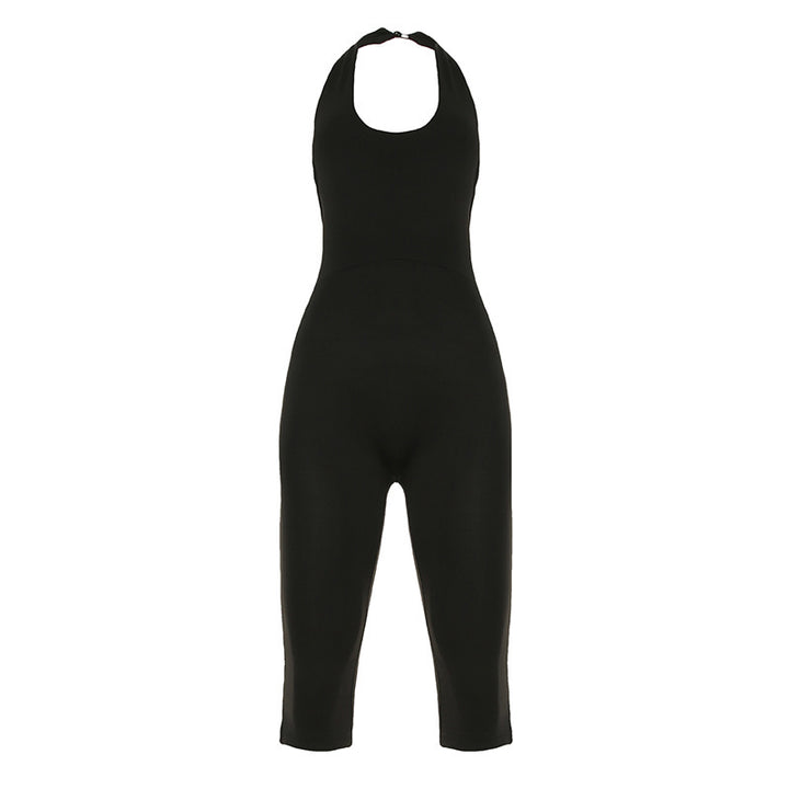 Dame kroppsnær jumpsuit med dyp ryggenutskjæring og rent design Skjora