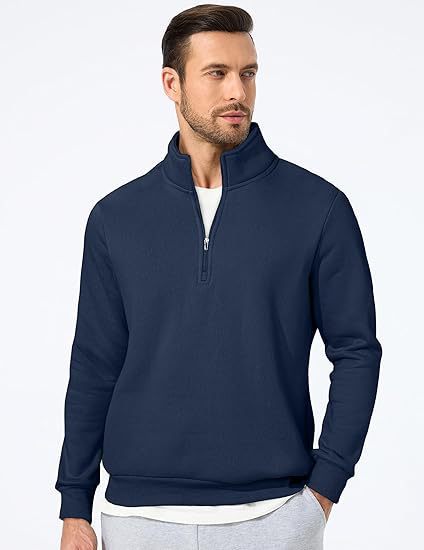 Herresweatshirt med halv glidelås og moderne snitt Skjora