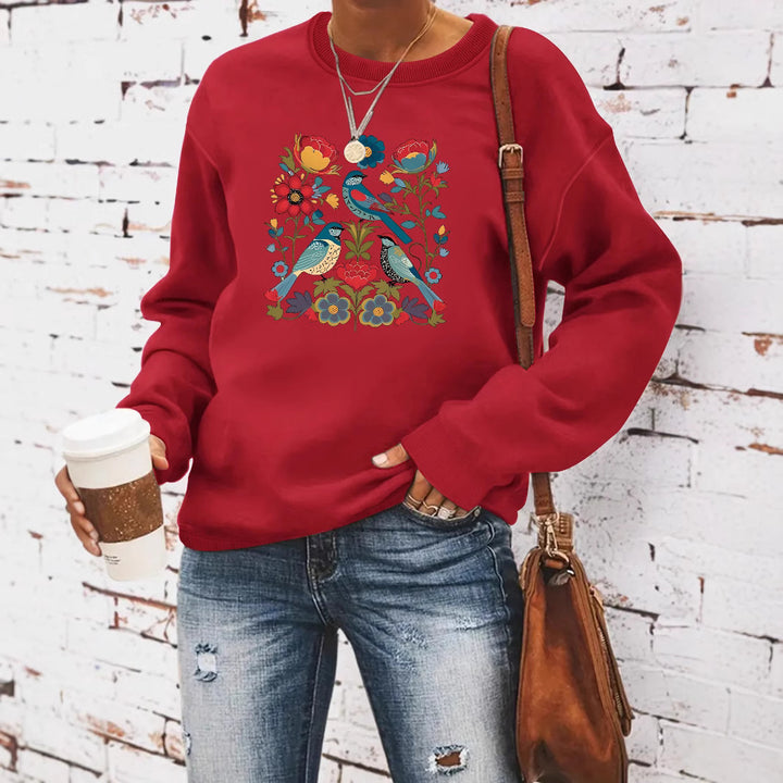 Damegenser med blomsterfuglmotiv og casual snitt Skjora