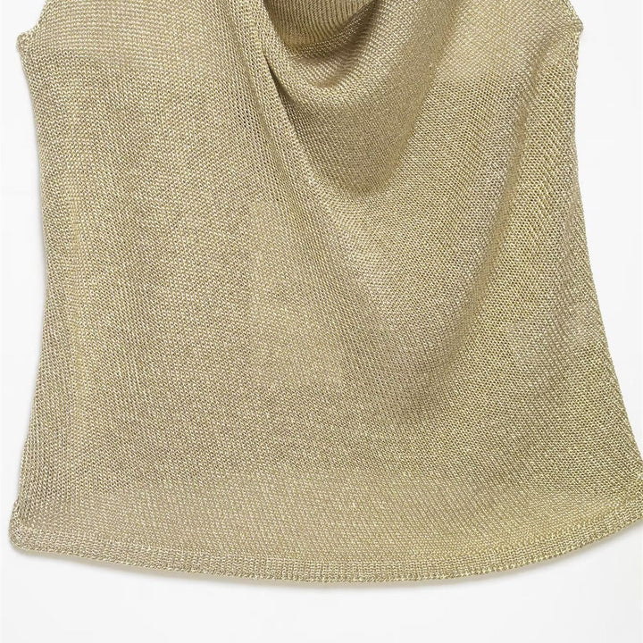Dame halter-top med elegant vannfall-u-cut og skimrende detaljer Skjora