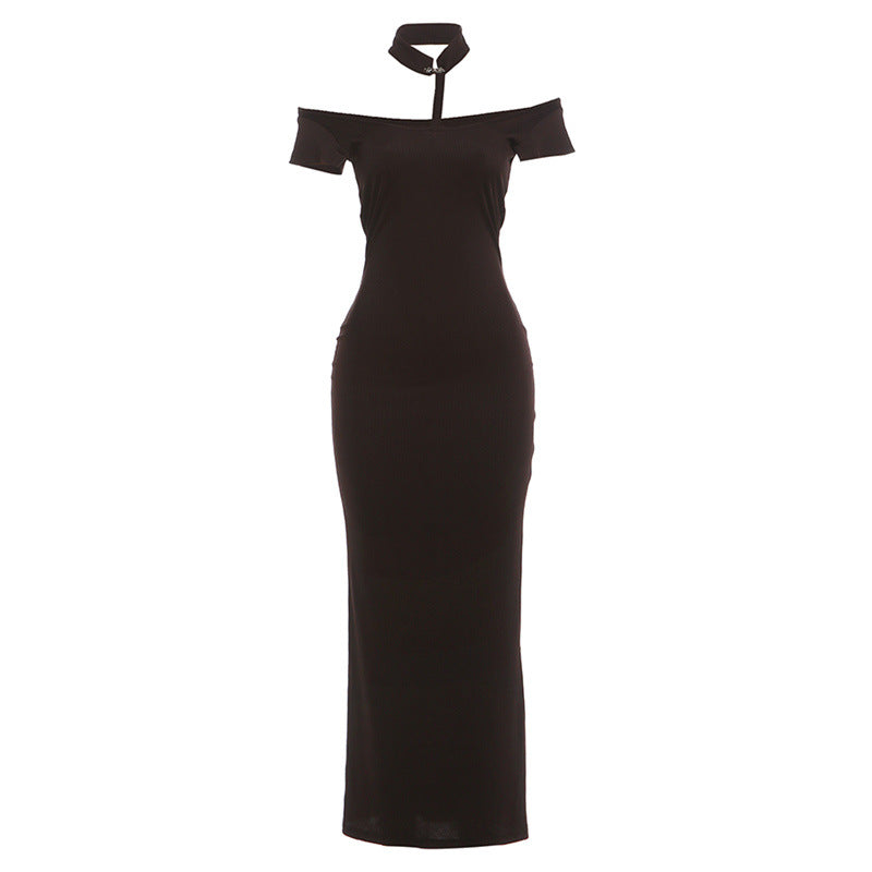 Damer Off-Shoulder Maxikjole med elegant Choker Skjora
