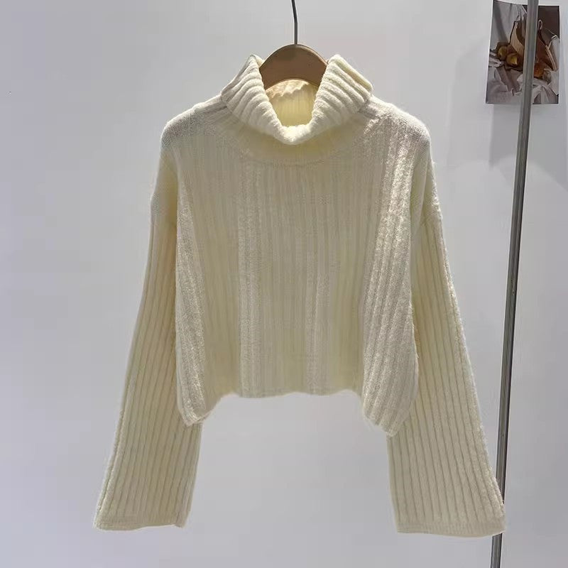 Kvinnes Cozy Turtleneck Genser med Teksturert Strikkemønster Skjora