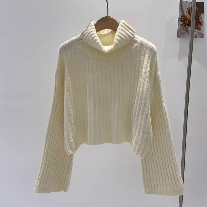 Kvinnes Cozy Turtleneck Genser med Teksturert Strikkemønster Skjora