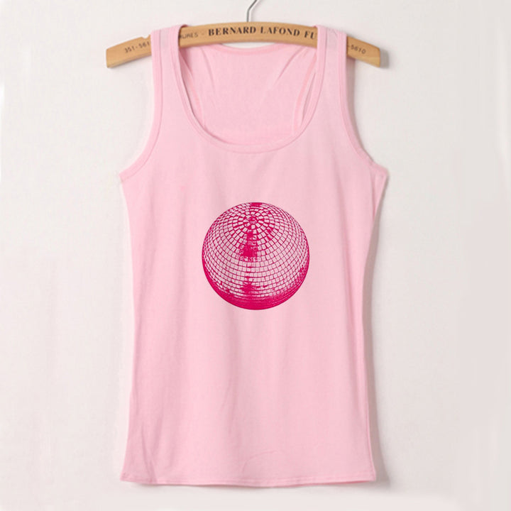Dame cropped T-skjorte med kreativt speilball-design Skjora