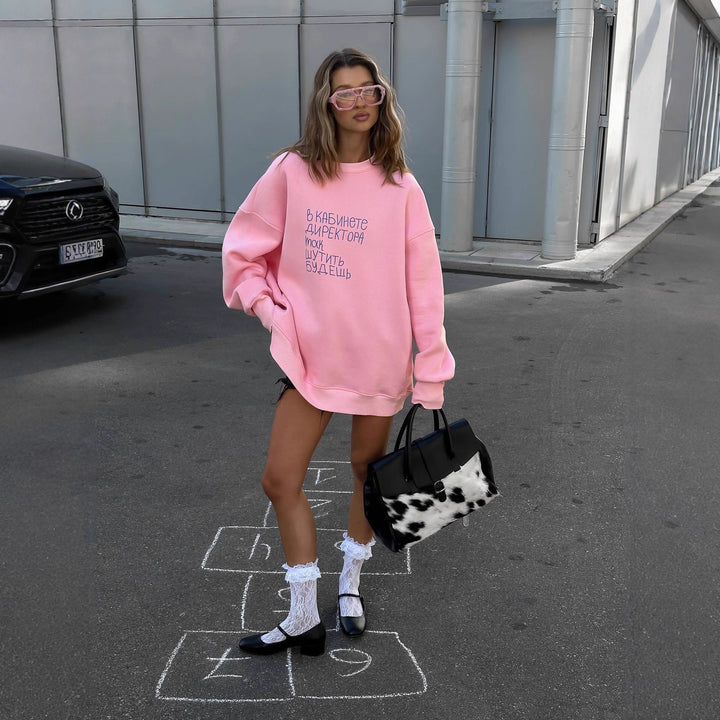 Kvinne Oversized Sweatshirt med Kreativ Skriving Skjora