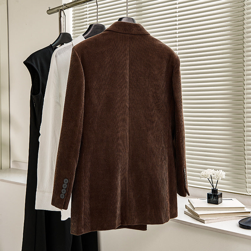 Damer elegant Cordblazer med dobbel knapperekke og klassisk snitt Skjora
