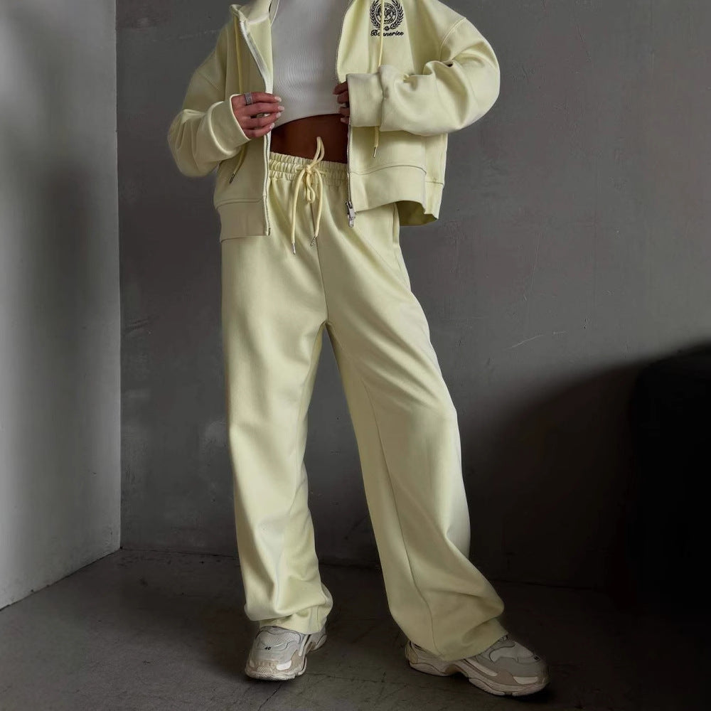 Dame Loungewear Sett med Hettegenser og Vide Bukser Skjora