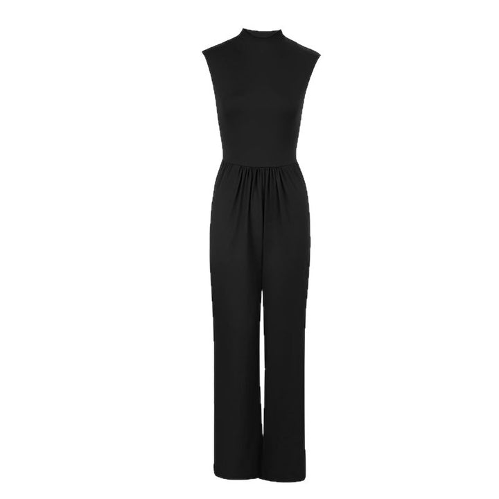 Dame Elegant Jumpsuit med høy krage og bred bukse Skjora