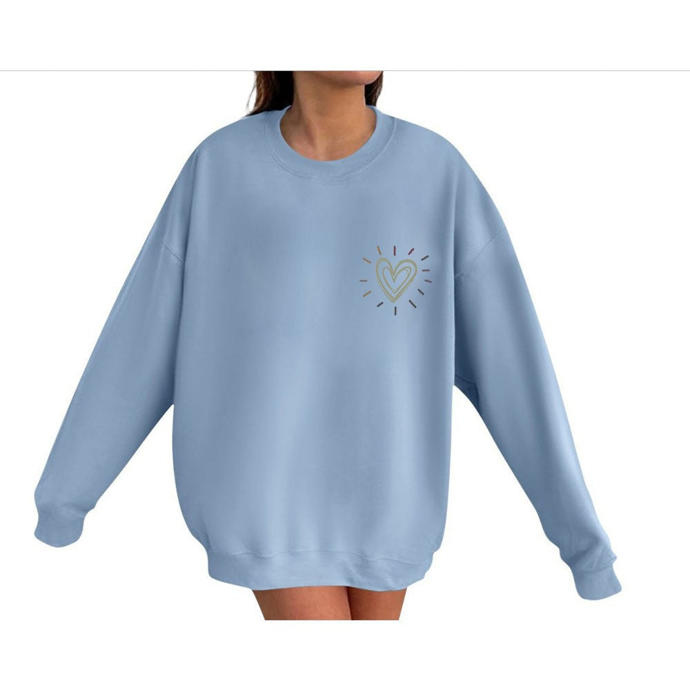 Dame Oversized Sweatshirt med søtt hjerte-motiv og avslappet snitt Skjora