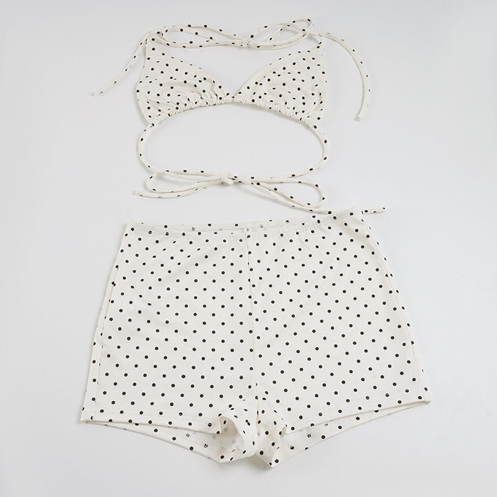 Dame Bikini-set med stilige prikkemønster og justerbare stropper Skjora