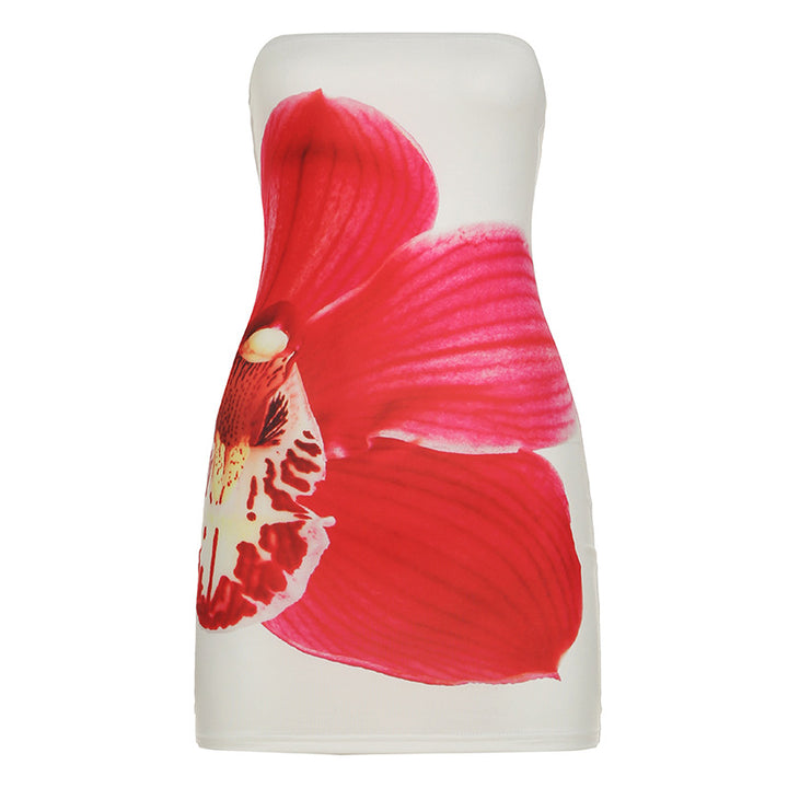 Dame Bandeau-kjole med blomstermotiv og tettsittende snitt Skjora