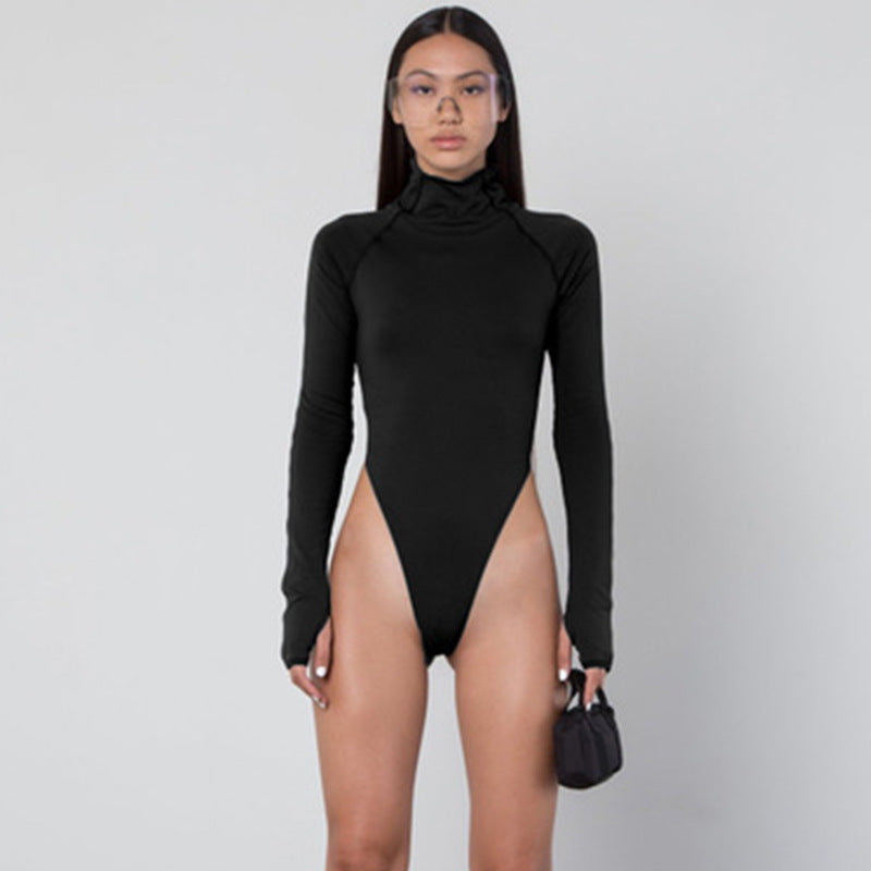 Women's long-sleeved bodysuit with high neck and flattering fit Skjora