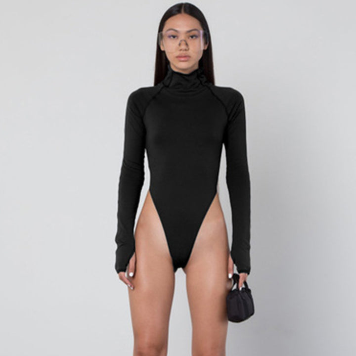 Women's long-sleeved bodysuit with high neck and flattering fit Skjora