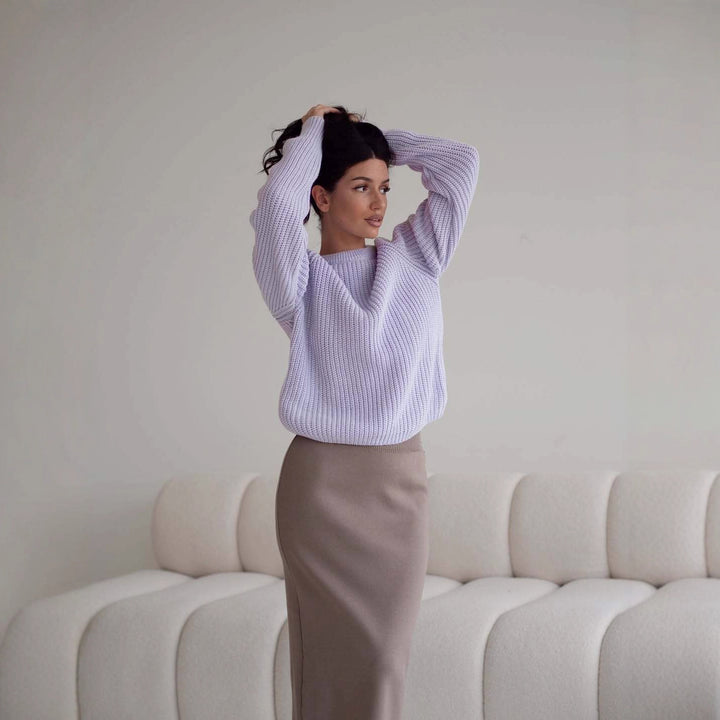 Women's knitted sweater with elegant cuffs Skjora