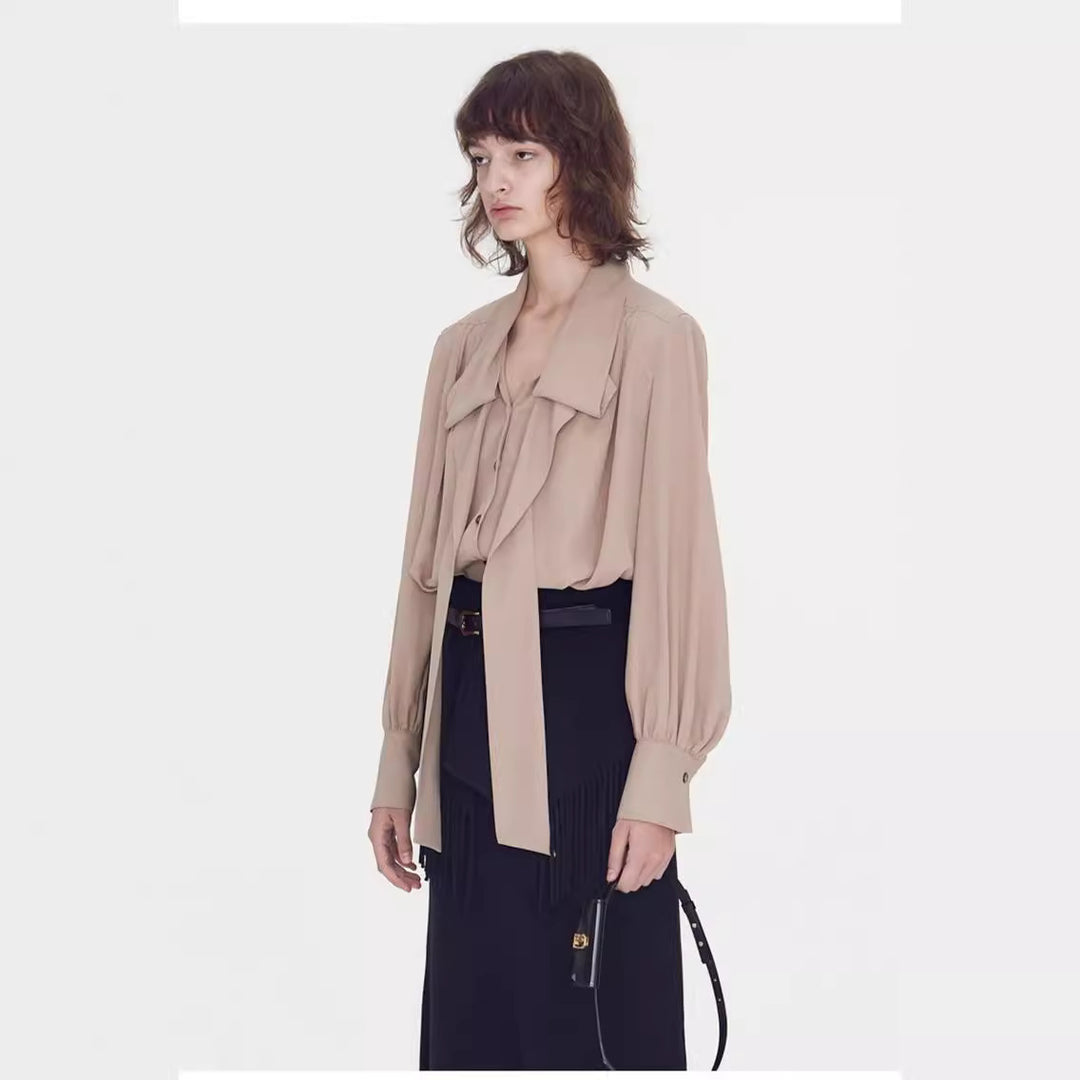 Dame elegant bluse med belte Skjora