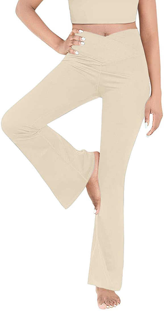 Dame Bootcut Yoga-bukse laget av elastisk materiale med høy midje Skjora