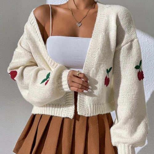 Kvinne cardigan med blomsterdesign og ekstravagant silhuett Skjora