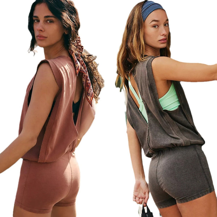 Dame Sporty Jumpsuit med høy krage og elastisk belte Skjora