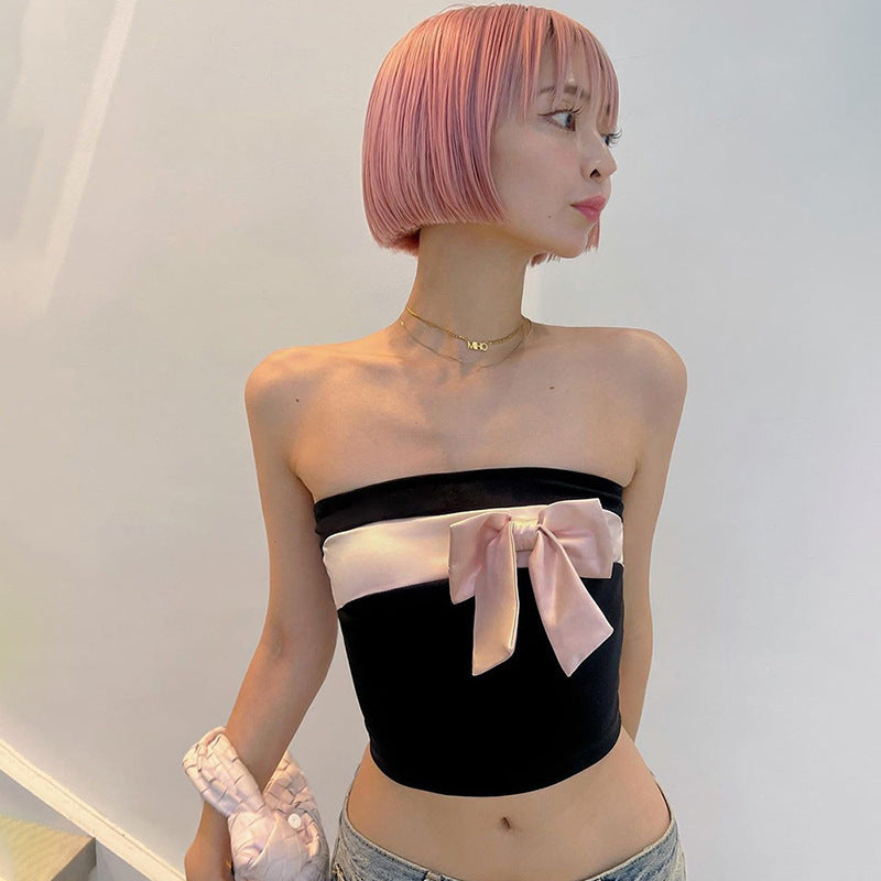 Dame bandeau topp med elegant sløyfedesign Skjora