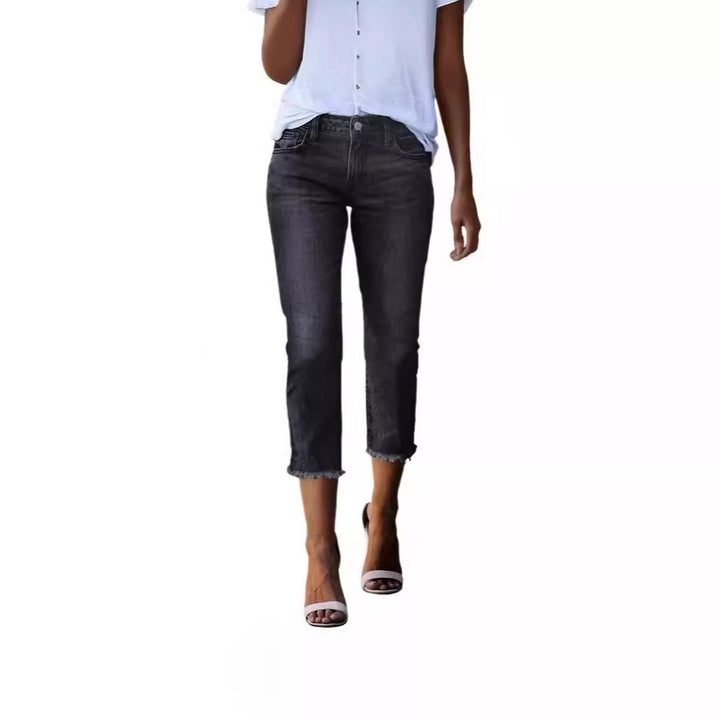 Dame tidløse jeans i moderne snitt med cropped bein Skjora
