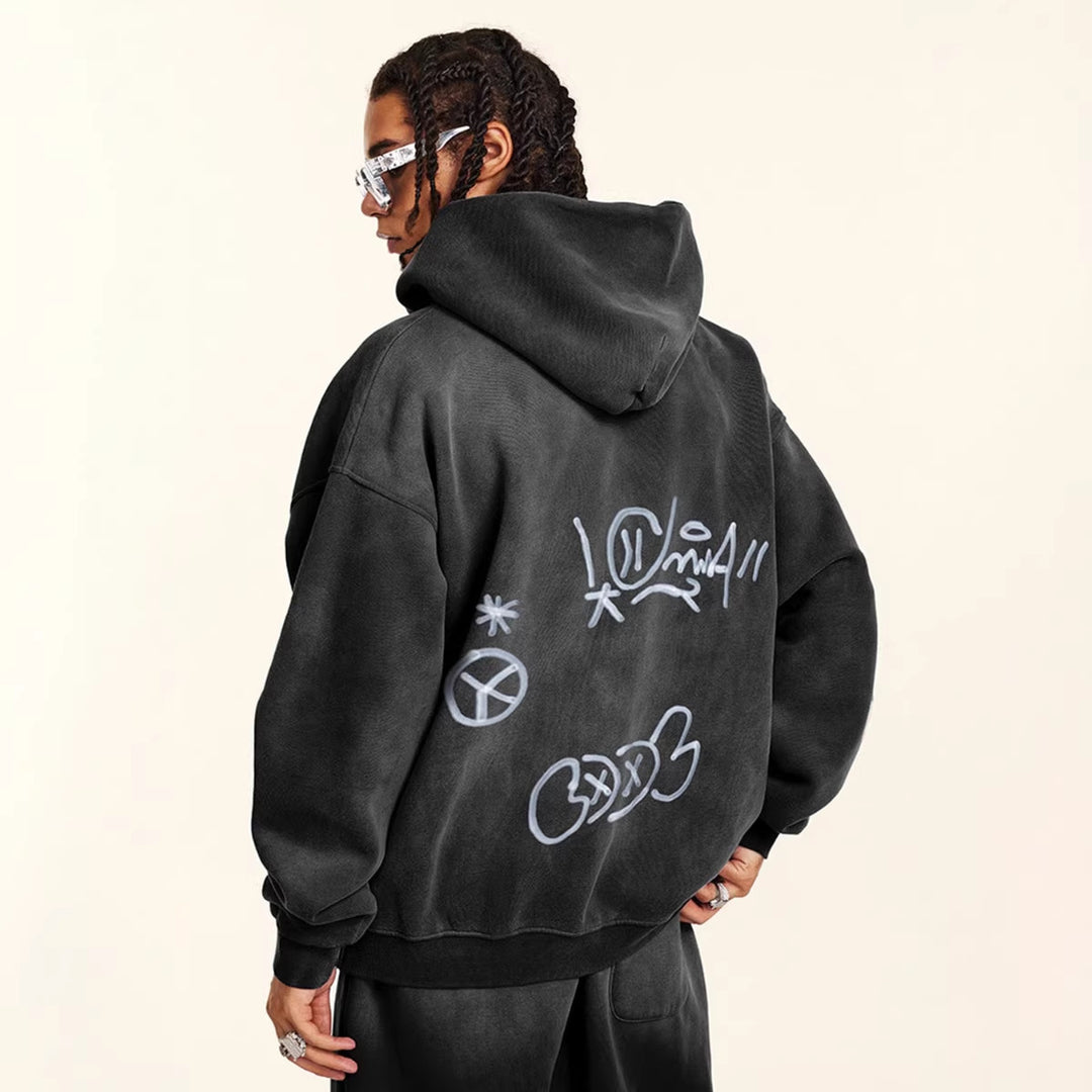 Dame Graffiti Print Hoodie Skjora