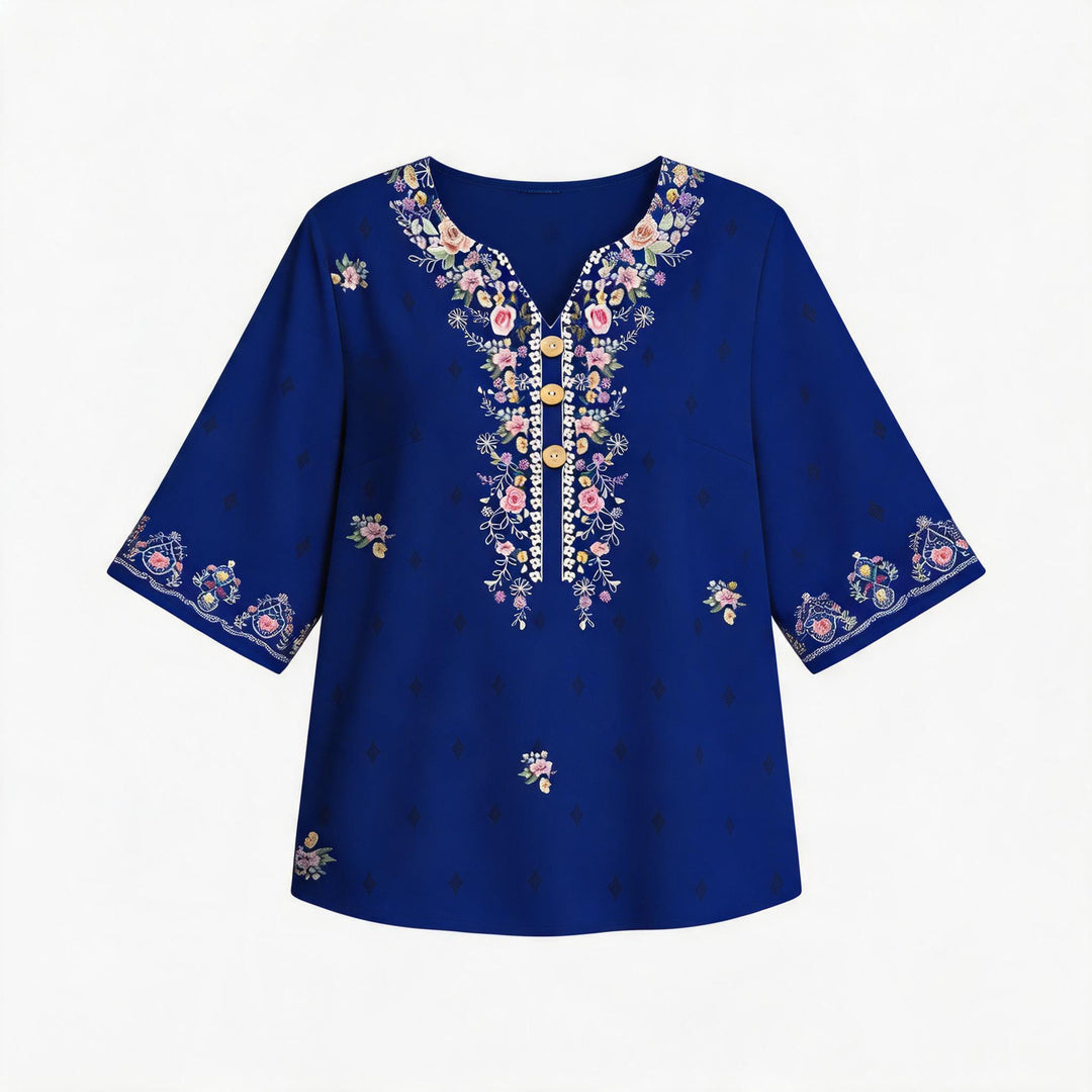 Damer casual Marine-look topp med knappliste Skjora