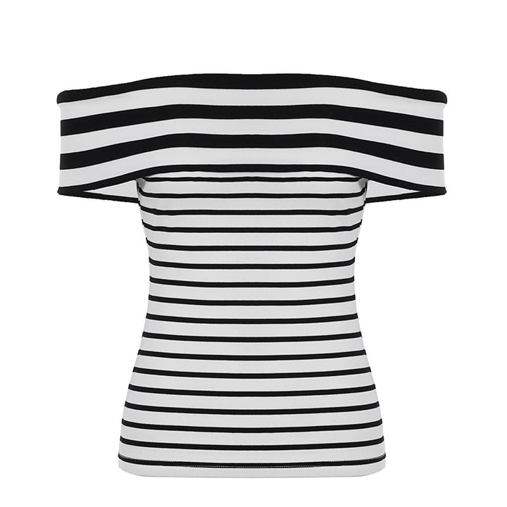 Dame Off-Shoulder Striped topp Skjora