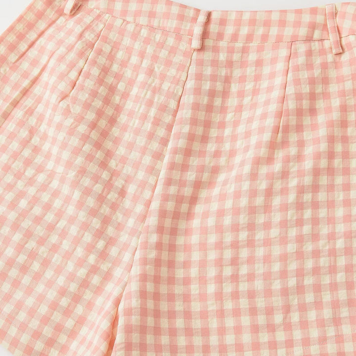 Dame rutete shorts med høy midje og stilig snitt Skjora