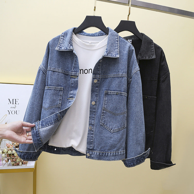 Dame denimjakke med store lapplommer Skjora