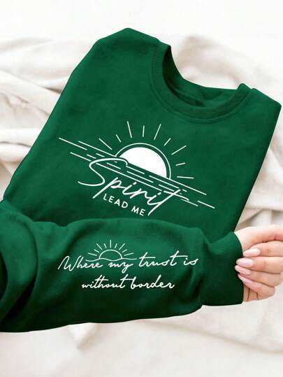 Damesweatshirt med inspirerende trykk og mykt flytende stoff Skjora