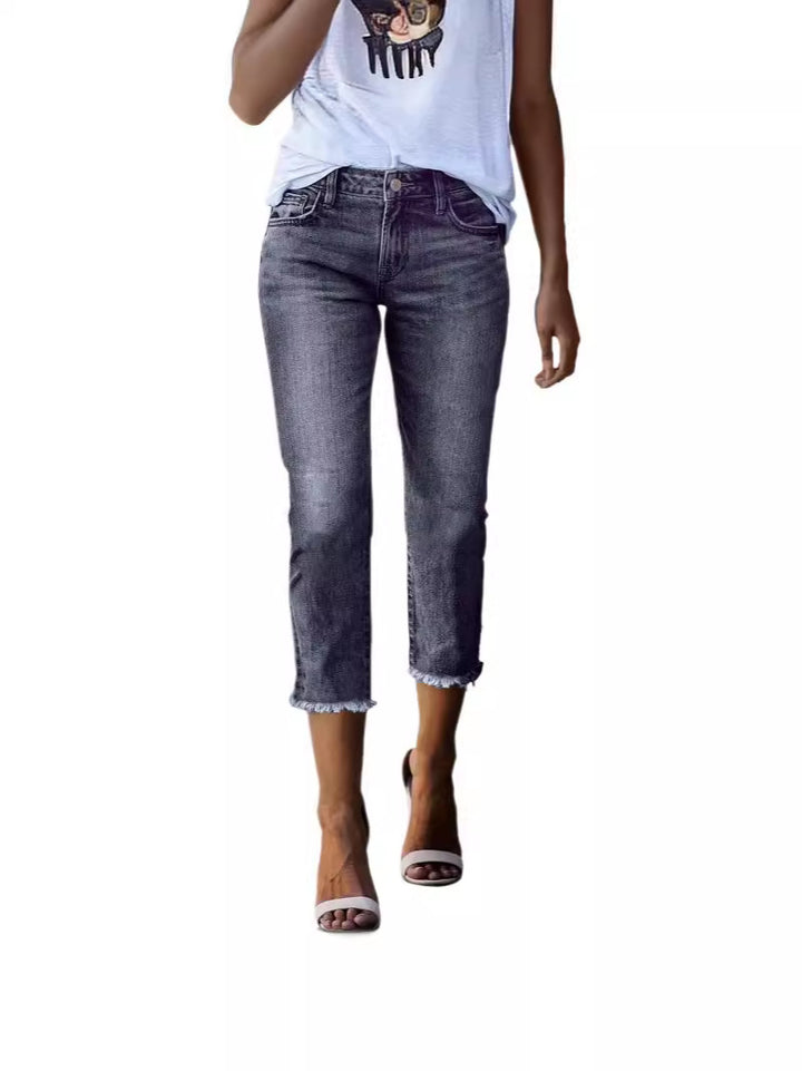 Dame tidløse jeans i moderne snitt med cropped bein Skjora
