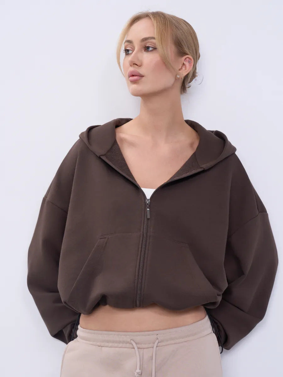 Damer casual cropped hettegenser med voluminøse ermer Skjora